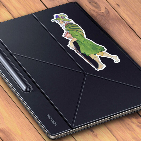 a sticker of Old Art on a tablet cover